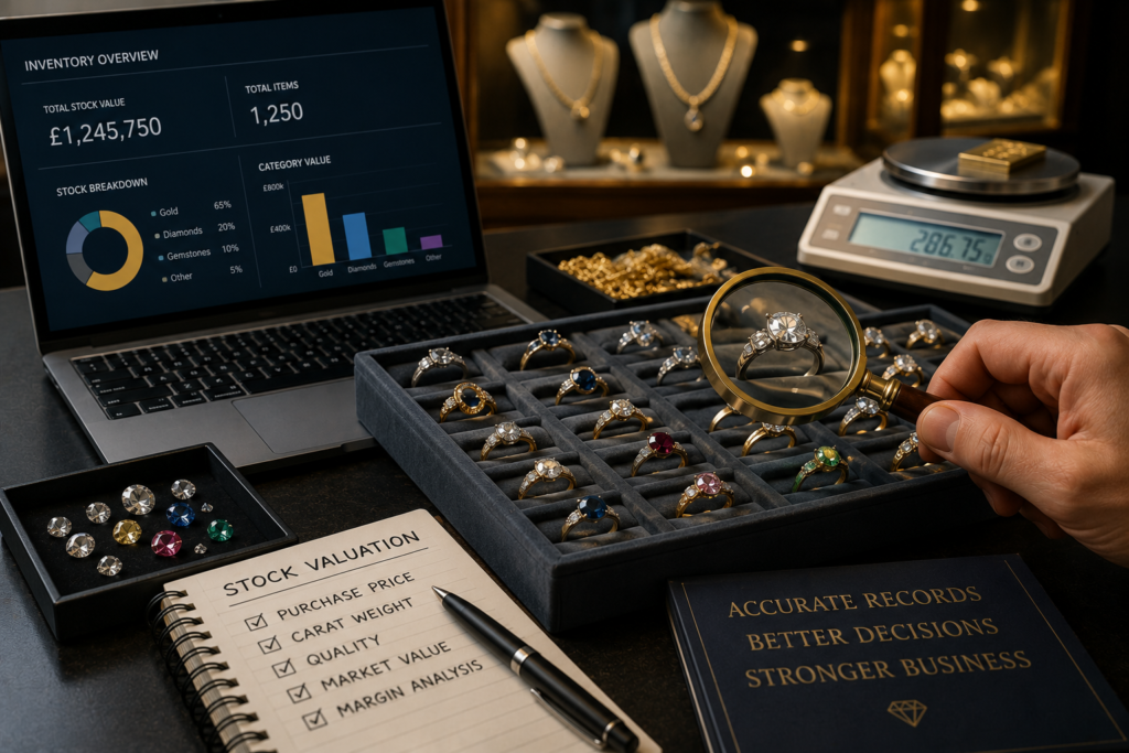 Jewellery stock valuation and margin accounting for jewellers