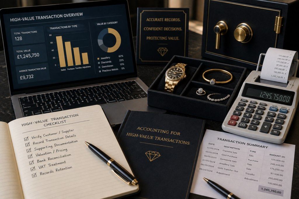 Accounting for high-value jewellery gemstone and precious metal transactions