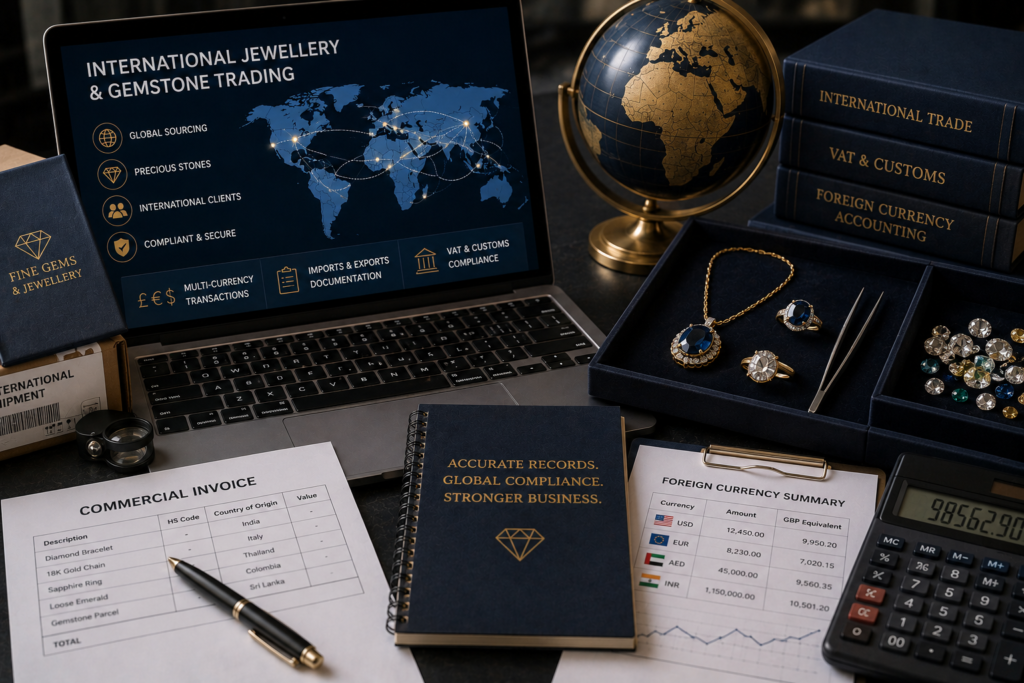 Accounting for international jewellery and gemstone trading